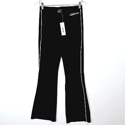 Urban Outfitters Iets Frans… Black Piped Jersey Flare Pants Size Medium NEW • £22