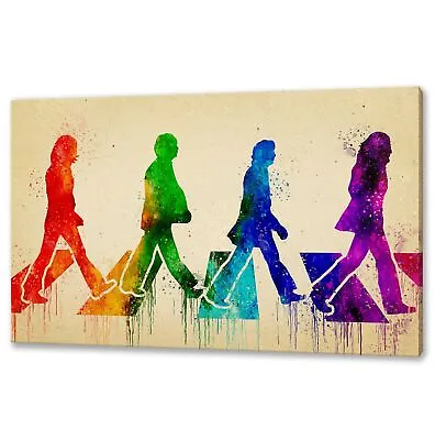 The Beatles Abbey Road Watercolour Colourful Canvas Art Print Wall Hanging • £32