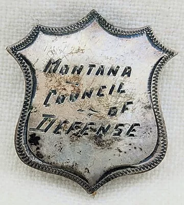 1918 Montana Council Of Defense Lapel Badge Silver Worn By 1 Of The 11 Member • $2749