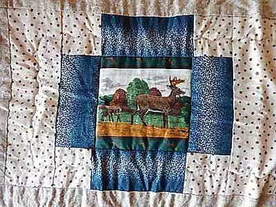 Handmade Baby Crib Quilt Decorative -Multi Color Cotton Deer Print  47.5  X 39  • $24