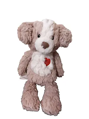 Mary Meyer Puppy Dog Plush With Heart Taupe White Stuffed Animal 11  • $15.18