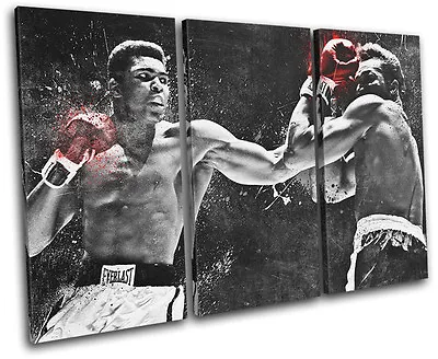 Muhammad Ali Boxing Grunge Sports TREBLE CANVAS WALL ART Picture Print • £34.99