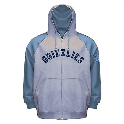 NBA Memphis Grizzlies Long Sleeve Zip Raglan Fleece Jacket Gray Heather/Blue... • $67.68