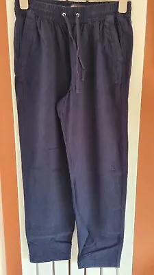 M&S Linen Rich Tapered Trousers  Size 12    Inside Leg 27   Excellent Condition • £6.99