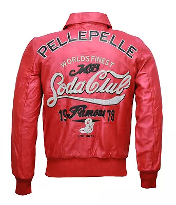 Pelle Pelle Soda Club Mens Red Crocodile Textured Genuine & Faux Leather Jacket • $99.99