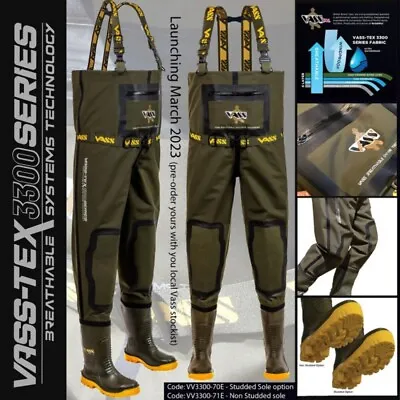 Vass-Tex 3300 Heavy Duty Breathable Chest Wader - VV3300-71 Studded Cleated Sole • £359.98