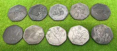10 X London Olympic 2012 50p Coins (2011) - Job Lot - Cheap And Cheerful • £9.95