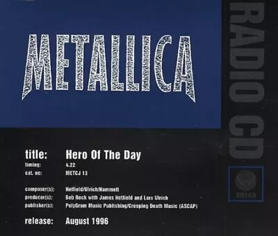 Metallica - Hero Of The Day CD Single Promo Radio CD • £10.33