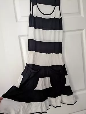 French Connection Stunning Sailor Blue White Strip Dress Size 8 Chanel Flare • £4