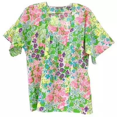 KEY WEST FABRICS LILLY PULITZER Blouse Women M Vintage Vintage Floral Multicolor • $89.88