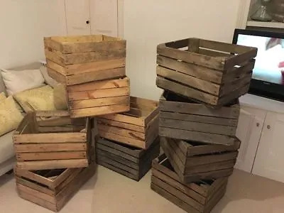 £14.95 • Buy Graded European Vintage Wooden Apple Box Storage Fruit Crates Box Shabby Chic ..