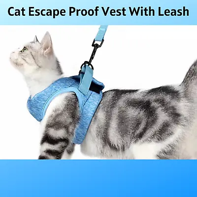 2 Piece Cat/Dog/Rabbit Harness And Leash S-XXL Escape Proof Blue Or Gray • $8