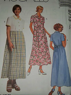 🌹UNCIRCULATED McCALL'S #8713-LADIES LOOSE DRESS W/DRAWSTRING PATTERN 10-18 FF • $11.39