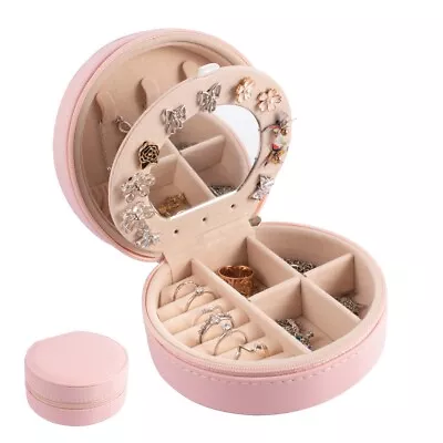 Travel Jewelry Organizer Case Box W/Mirror Portable For Rings Earrings Storage • $12.99