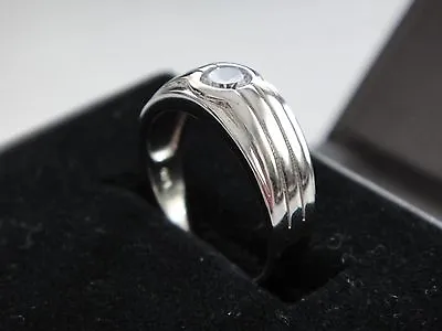 Sterling Silver Mens Gypsy Style 0.76Ct. Cz Solitare/Pinky Ring Size 10 • $99.95