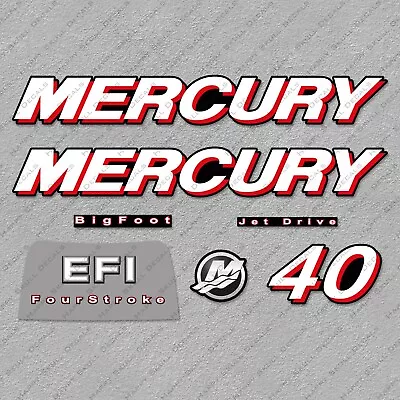 Mercury 40 Hp Four Stroke EFI 2006-2010 Set Outboard Engine Decals Sticker • $49.49