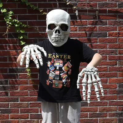 £13.95 • Buy Halloween Full Life Size Head Skull Mask+Skeleton Hand Cosplay Party Games Props