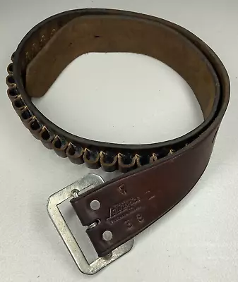 Vtg George Lawrence Leather Ammo Ammunition Cartridge Belt 25 Loops Fits .38 Cal • $119.95