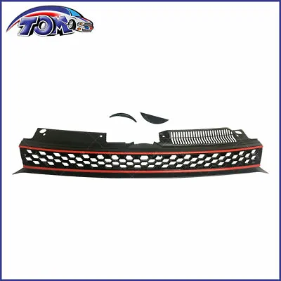 VW Mk6 Golf/Gti/Jetta Sportwagen Badgeless Hex Mesh Grille - Black W/ Red Trim • $48.51