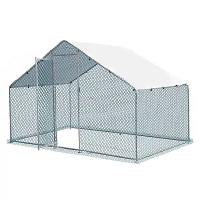 2x3m GALVANISED WALK IN CHICKEN RUN DOG KENNEL PUPPY PEN GARDEN RABBIT CAGE COOP • £129.99