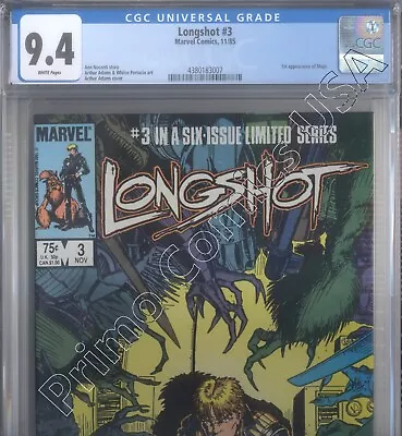 PRIMO:  LONGSHOT #3 Art Adams X-Men 1985 Marvel Comics CGC 9.4 NM • $49.95