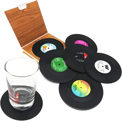 £5.29 • Buy DIFLY 6 PCS Retro CD Record Vinyl Coasters Cup Mat For Coffee Drink Tableware