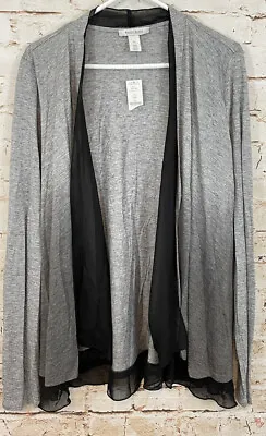 $22.53 • Buy New WHBM Women XL Ombre Cardigan Coverup Sweater Gray Open Long Slv Chiffon Trim