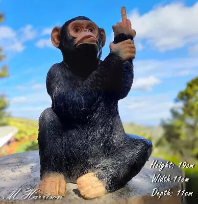 Up Yours Monkey Ornament Black Resin Cheeky Rude Gesturing Sculpture Gift • £21.99