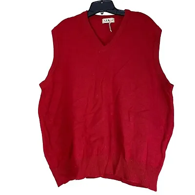 Vintage L.L. Bean Sweater Vest Lambswool V-Neck  Scotland Red Mens Sz Large • $22.49