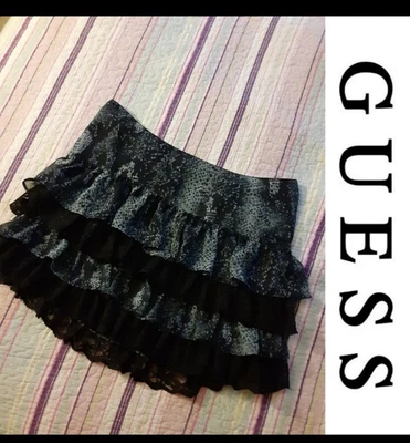 $18.17 • Buy Guess Chiffon Lace Layer Ruffled Mini Skirt Size 