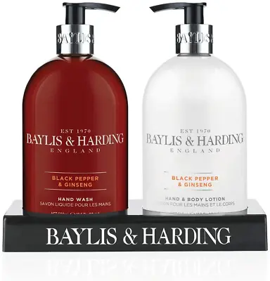 £11.09 • Buy Baylis & Harding Black Pepper And Ginseng Hand Wash And Lotion Set