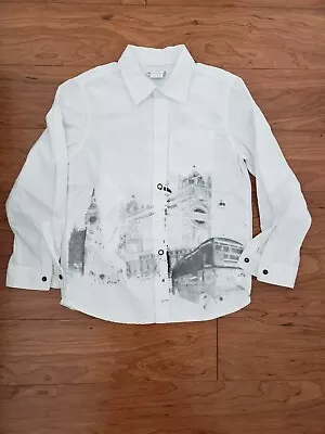 Miniman Boys Shirt Size 6-8 Years Old White Long Sleeves Buttons Front Pocket • £14.48