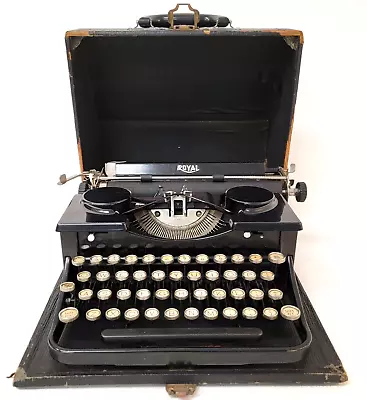 Vintage 1930 ROYAL Model P Black Portable Typewriter Keys Stick VIDEO P242740 • $150