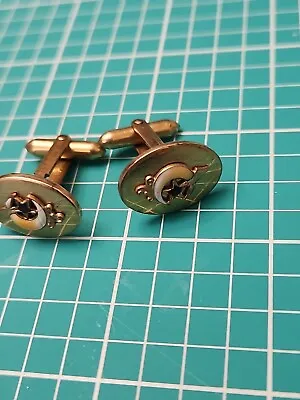 Vintage Crescent Moon And Saber Shriner Masonic 12k Gold Filled Solid CuffLinks • $25