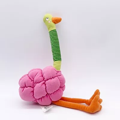$10 • Buy IKEA Plush Barnslig Struts Ostrich Rattle Stuffed Animal Pink Green Stripe 16 