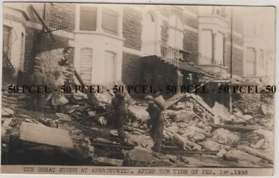 Aberystwyth Postcard Wales RP After Disaster View Of Great Storm Damage 1936 • £29.99