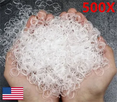 500Pcs Mini Small Clear Ponytail Elastic Hair Rubber Bands For Hair  US • $2.69