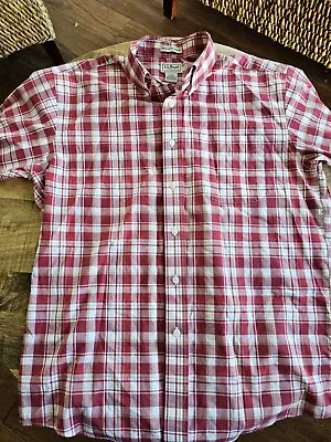 L.L Bean Wrinkle Free Stain Resistant Plaid Men's Short Sleeve Shirt Size M • $12.95