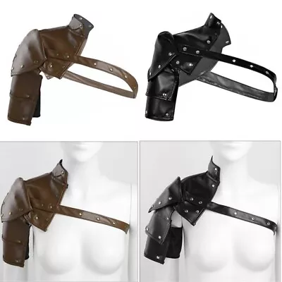 Mens Gothic Punk Costume Armors Faux Leather ShoulderArmor Adjustable Rivets • $13.53