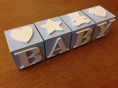 Baby Boy Letter Blocks Blue With White Letters • £29.99