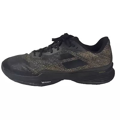 Babolat Mens Tennis Shoes Sneakers Black Gold Mesh Lace Jet Mach 3 14 Wide • $105