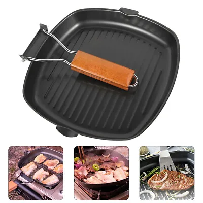 £7.54 • Buy 20/24cm Griddle Frying Pan Grill Cast Iron Non Stick Skillet Cooking Fry LK
