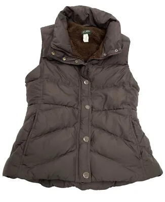 J. Crew Brown Down Puffer Quilted Ski Trucker Vest Jacket Women's Medium M • $15.66