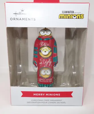 Hallmark Merry Minions Ugly Christmas Sweater Holiday Ornament NEW RED BOX 2023 • $12.98