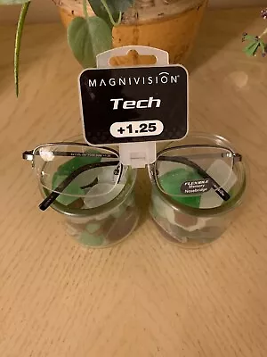 Magnivision Tech /Foster Grants +1.25 Flexible Memory Nosebridge Rimless MRS:28 • $11