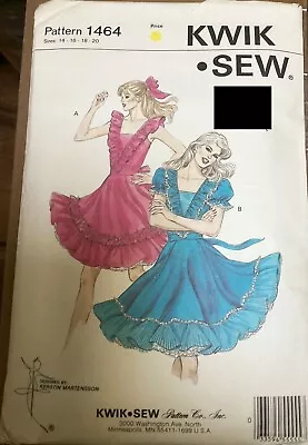 Vintage 1985 Kwik-Sew Square Dance Dress Pattern-Sizes14-16-18-20 • $12.50