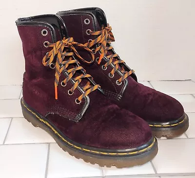 Vintage Dr. Martens 1460 Velvet Boot England Women's Size 6US Purple Doc Martens • $89.88