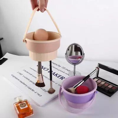 3-in-1 Makeup Brush Cleaning Bowl Silicone Cleaner Mat Storage Drying Rack Bowl • $15.68