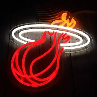 Miami Heat Neon Sign Basketball NBA Wall Art Decor Neon Signs LED Lamp Dorm Room • $67.99