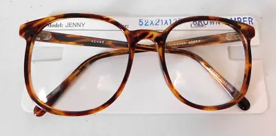 Vintage MAINSTREET Jenny Brown Amber 52/21 P3 Round Eyeglass Frame NOS  #257 • $9.99